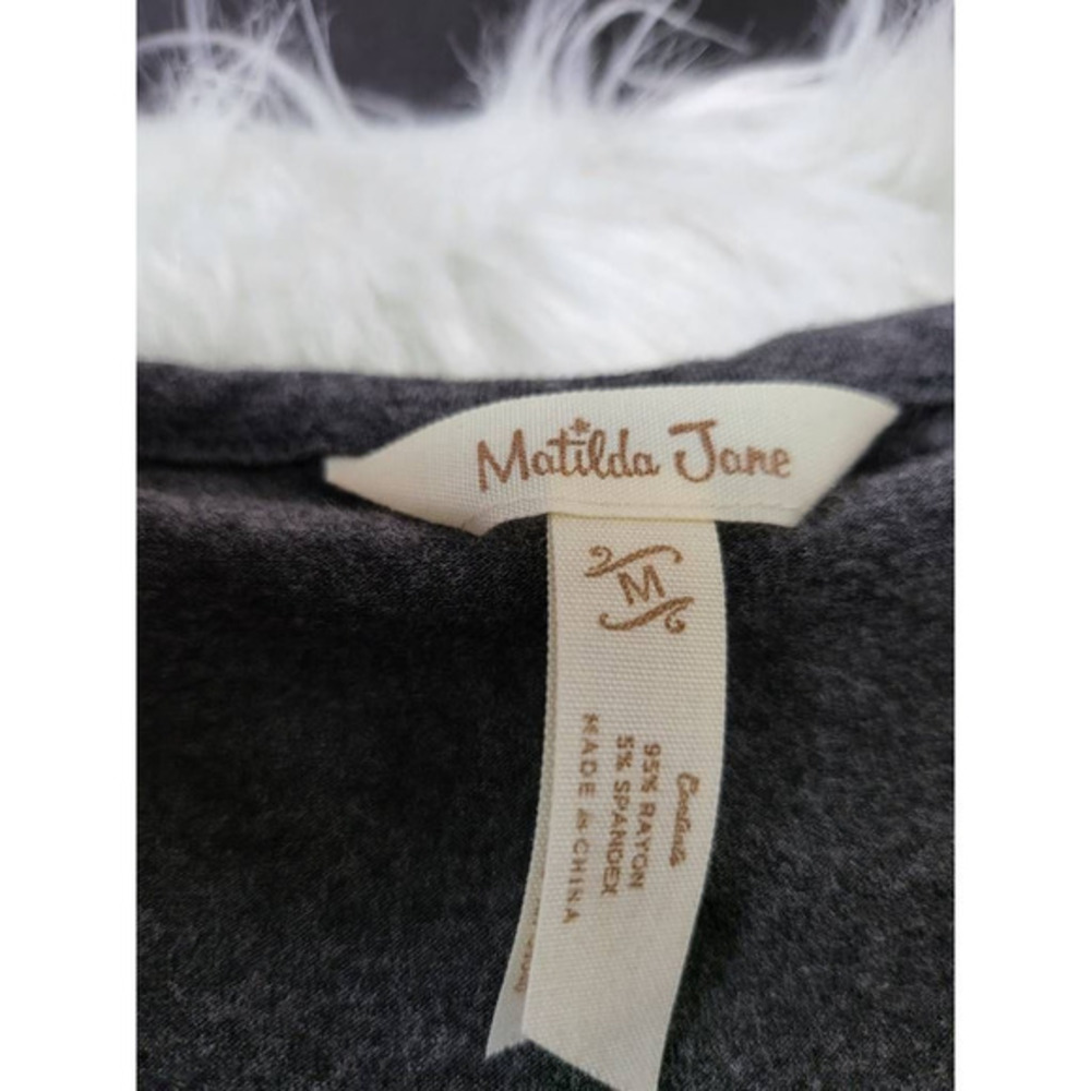 Matilda Jane Womens Shirt Dress Gray Stretch Jewel Neck 3/4 Sleeve Above Knee M - Picture 5 of 5